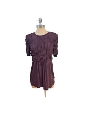 Burberry London $415 Ruched Dewberry Shirt Top Plum Purple Medium runs small